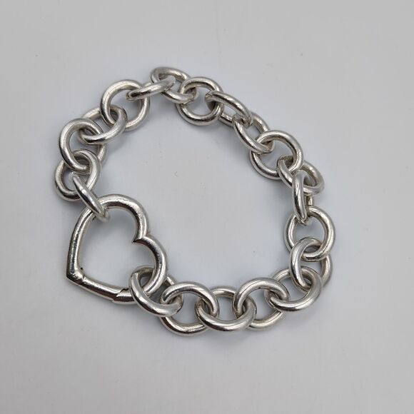 Tiffany & Co. Sterling Silver 925 Heart Clasp Bracelet 7.5" - Picture 4 of 14